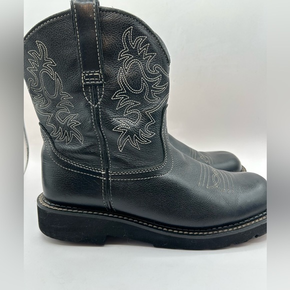 Ariat Fat baby Black Leather Chunky Cowboy Boot Women size 9.5 Cowgirl western - Picture 2 of 13